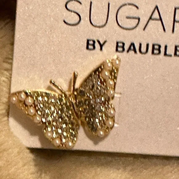 Earrings Shimmery Butterflies, Sugar Fix by Bauble Bar, Nickel Free - Picture 8 of 12